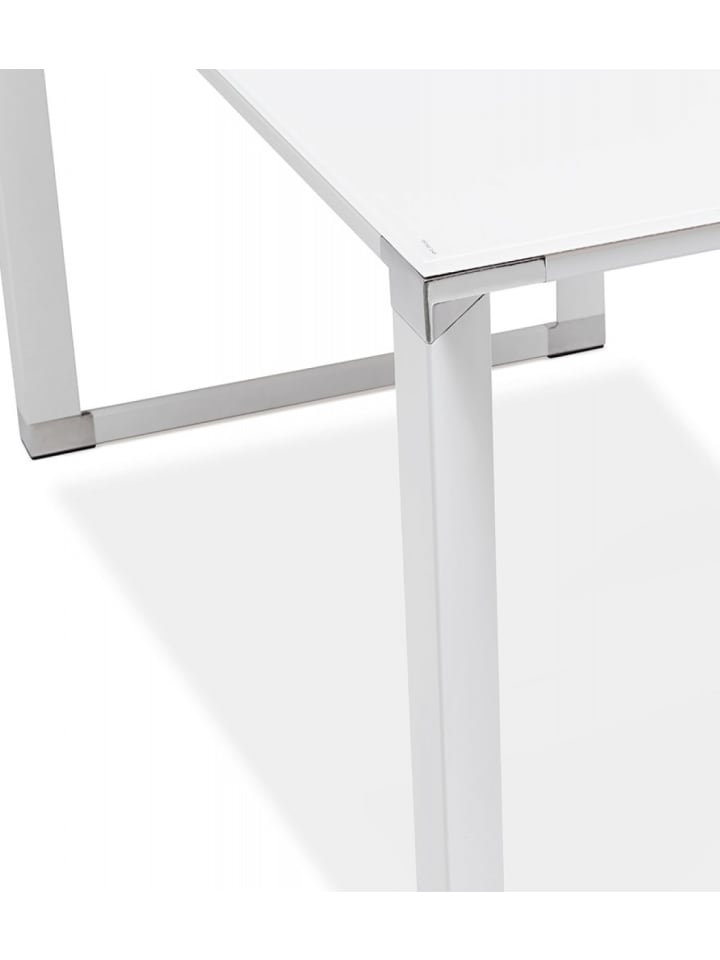 KADIMA DESIGN Eckbüro Schreibtisch aus Metall und Glas | Moderner Industriestil in Weiß günstig kaufen