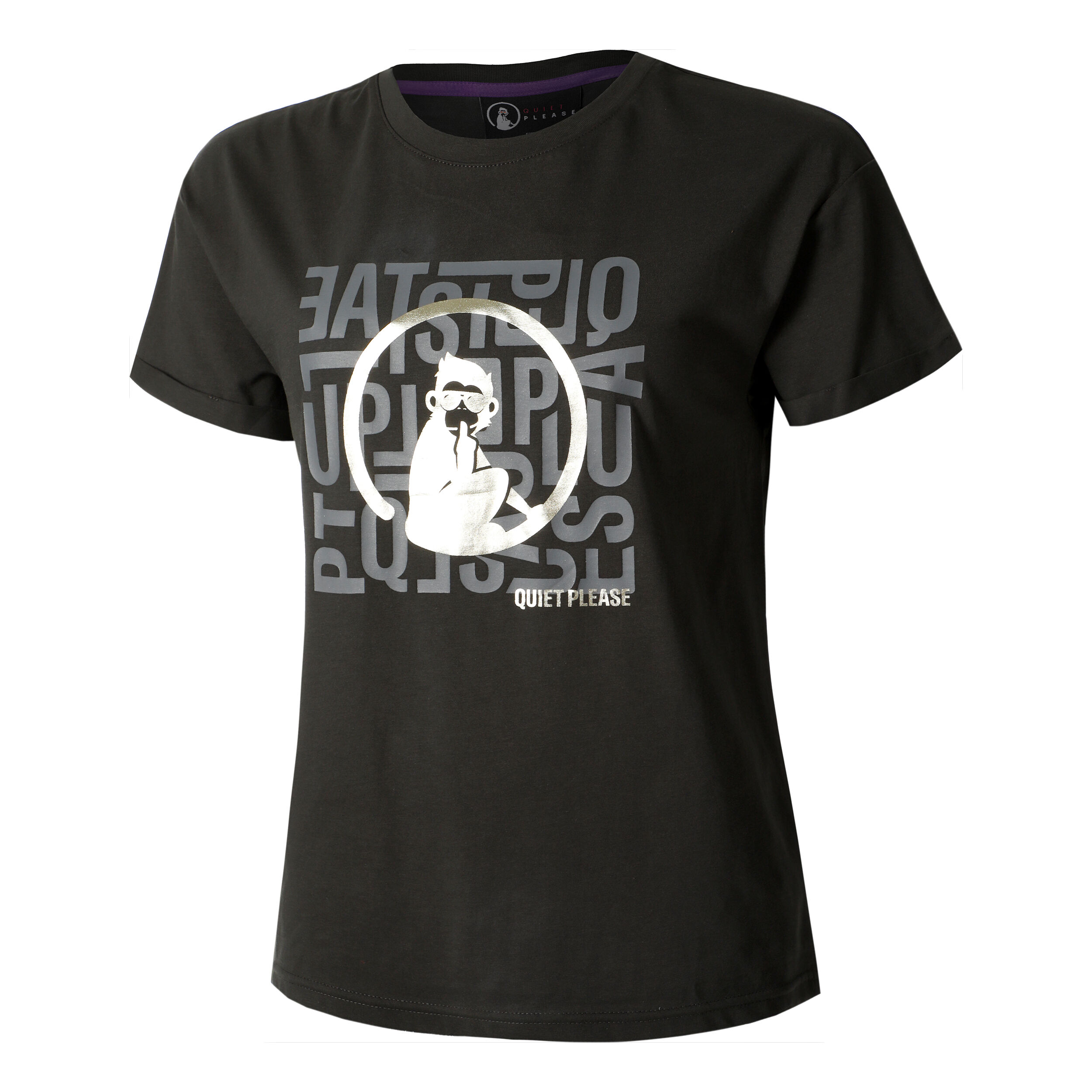 Glitter Word Salad T-Shirt Damen - Anthrazit