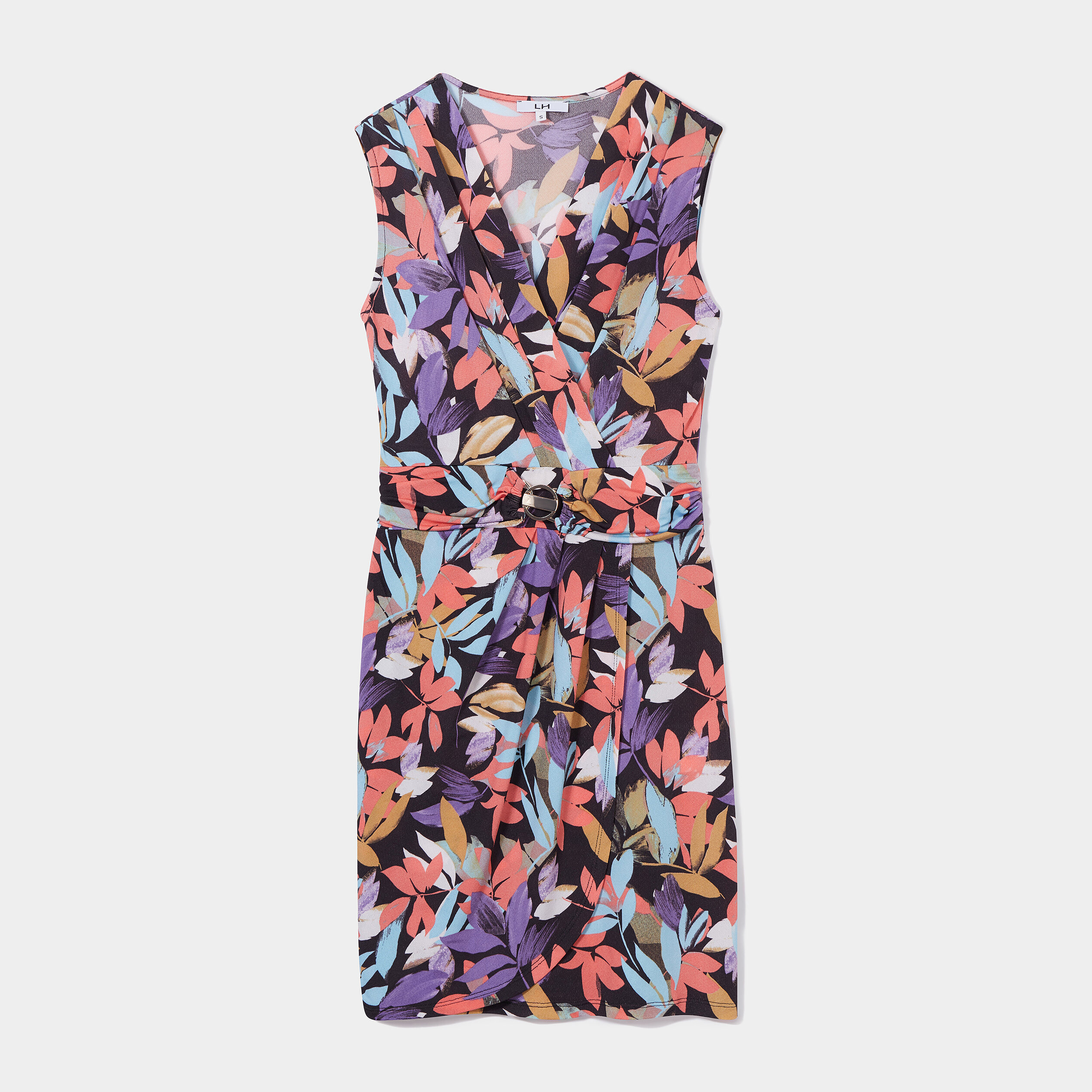 Robe portefeuille ceinturée sans manches noir femme | La Halle