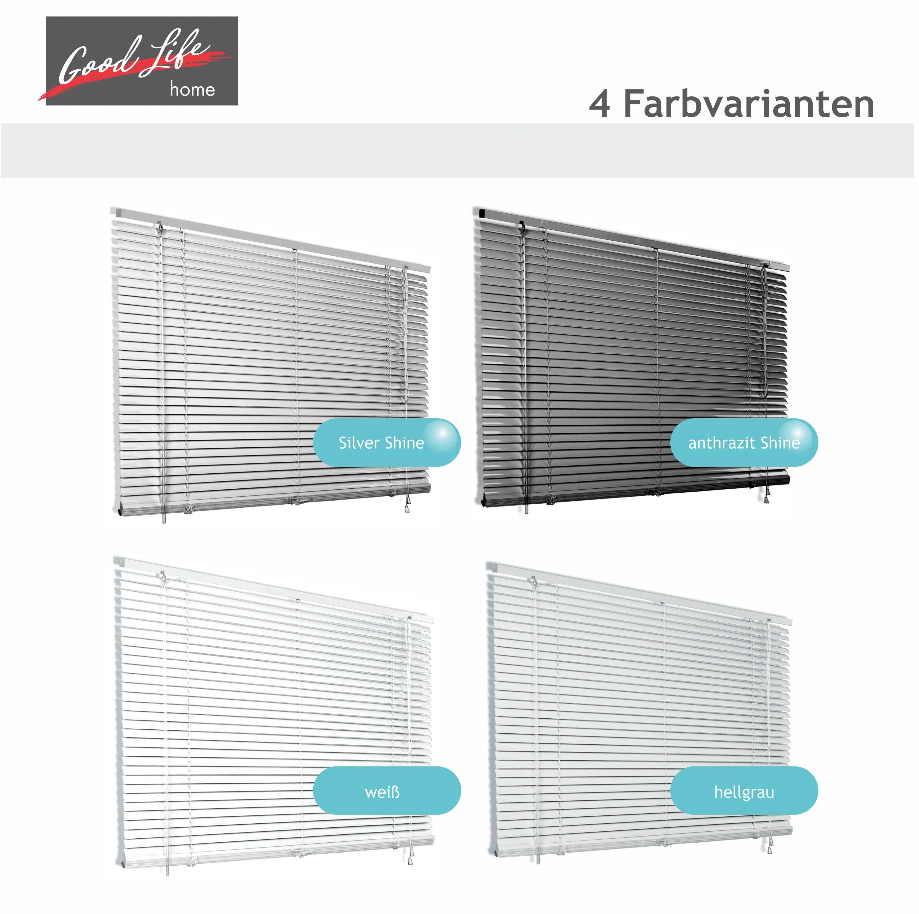 Jalousie Matti, Good Life, ohne Bohren, freihängend, Klemmfix-Jalousie aus Aluminium