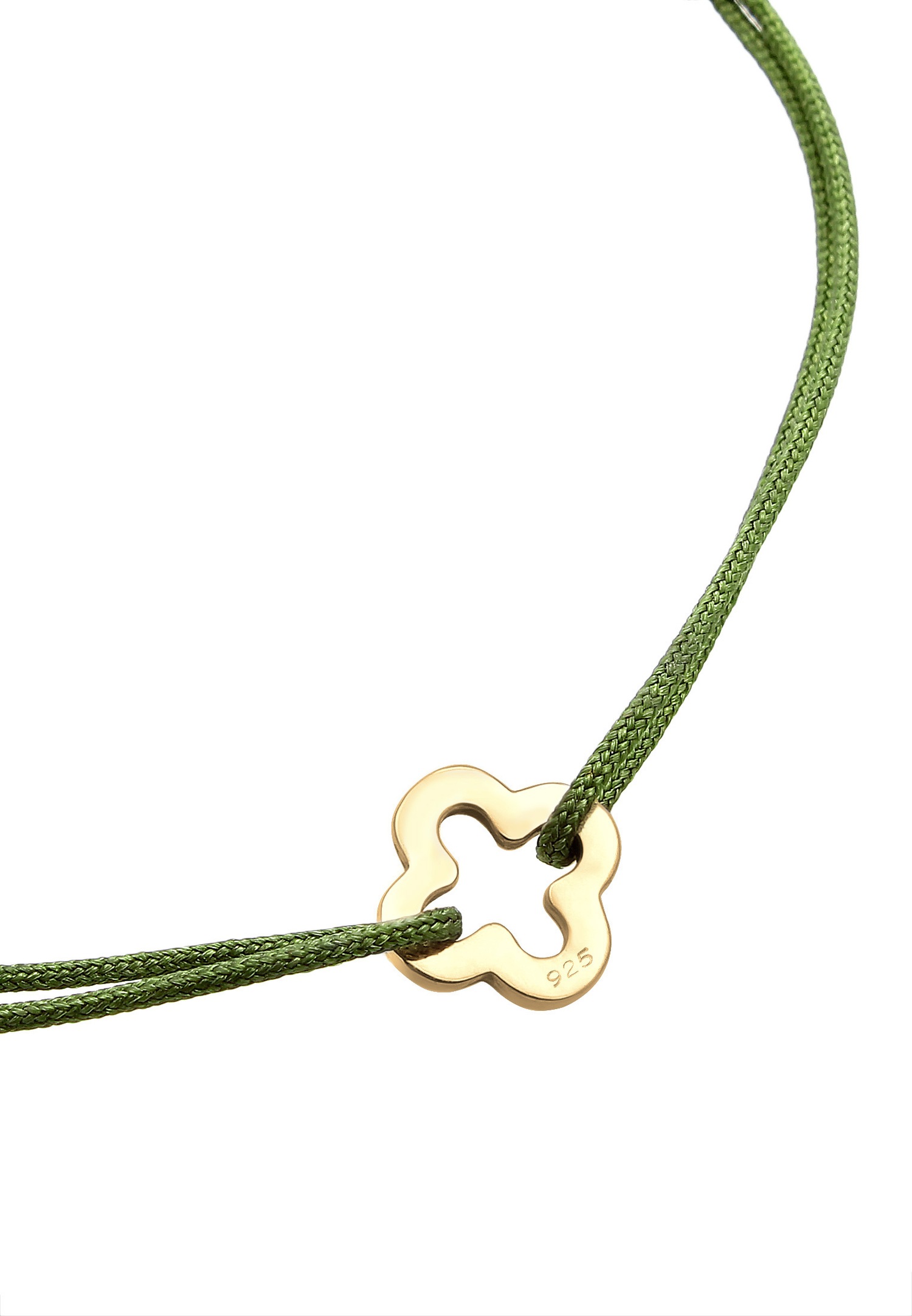 Elli Ladies with a Green Nylon Ribbon featuring the Trefoil Symbol in 925 Sterling Silver