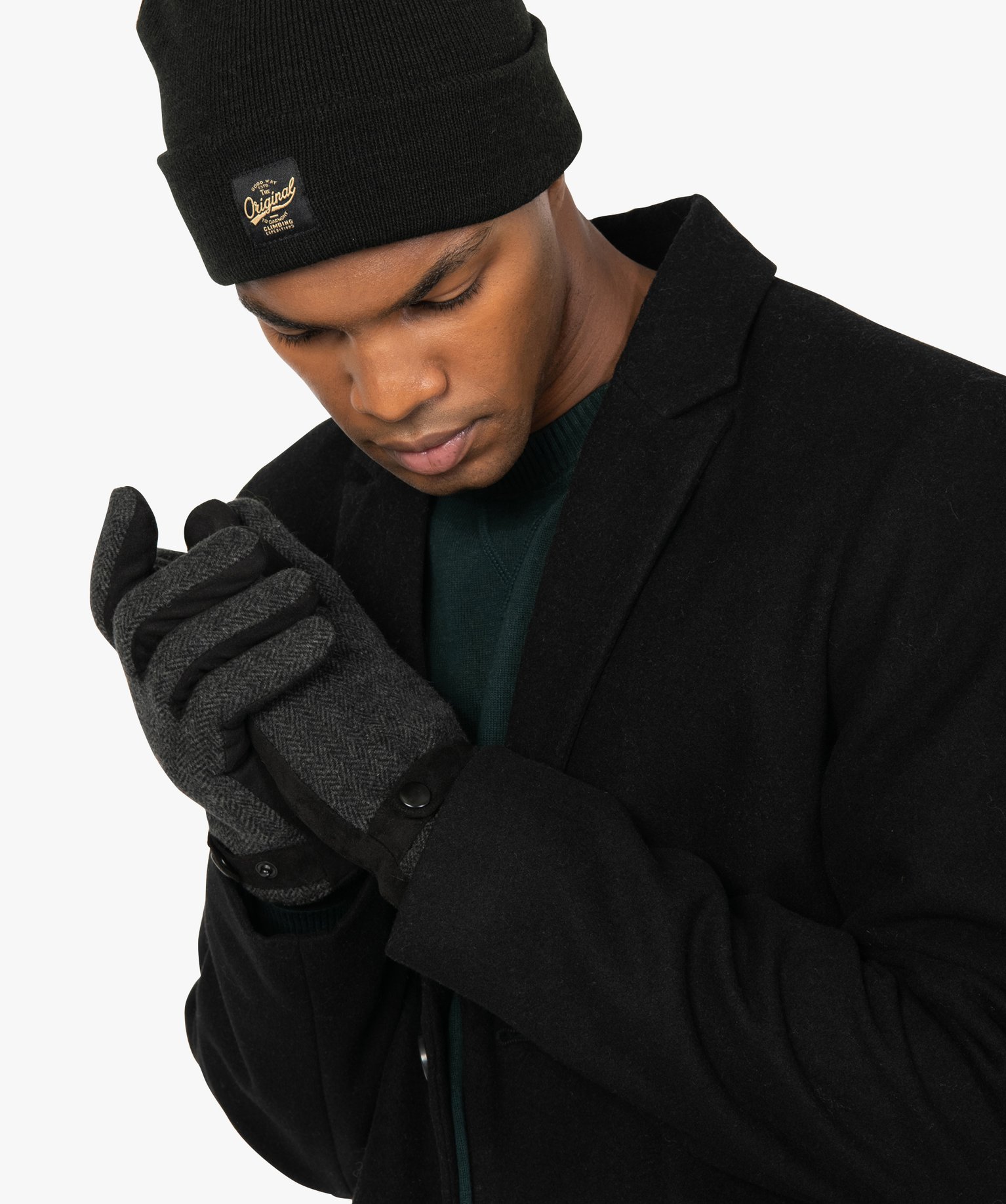 Gants tactiles pour homme à motifs chevrons gris | GEMO