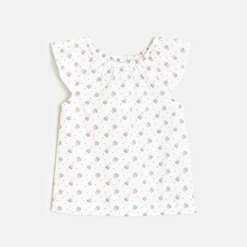 Robe salopette et blouse à motifs verte bébé fille
