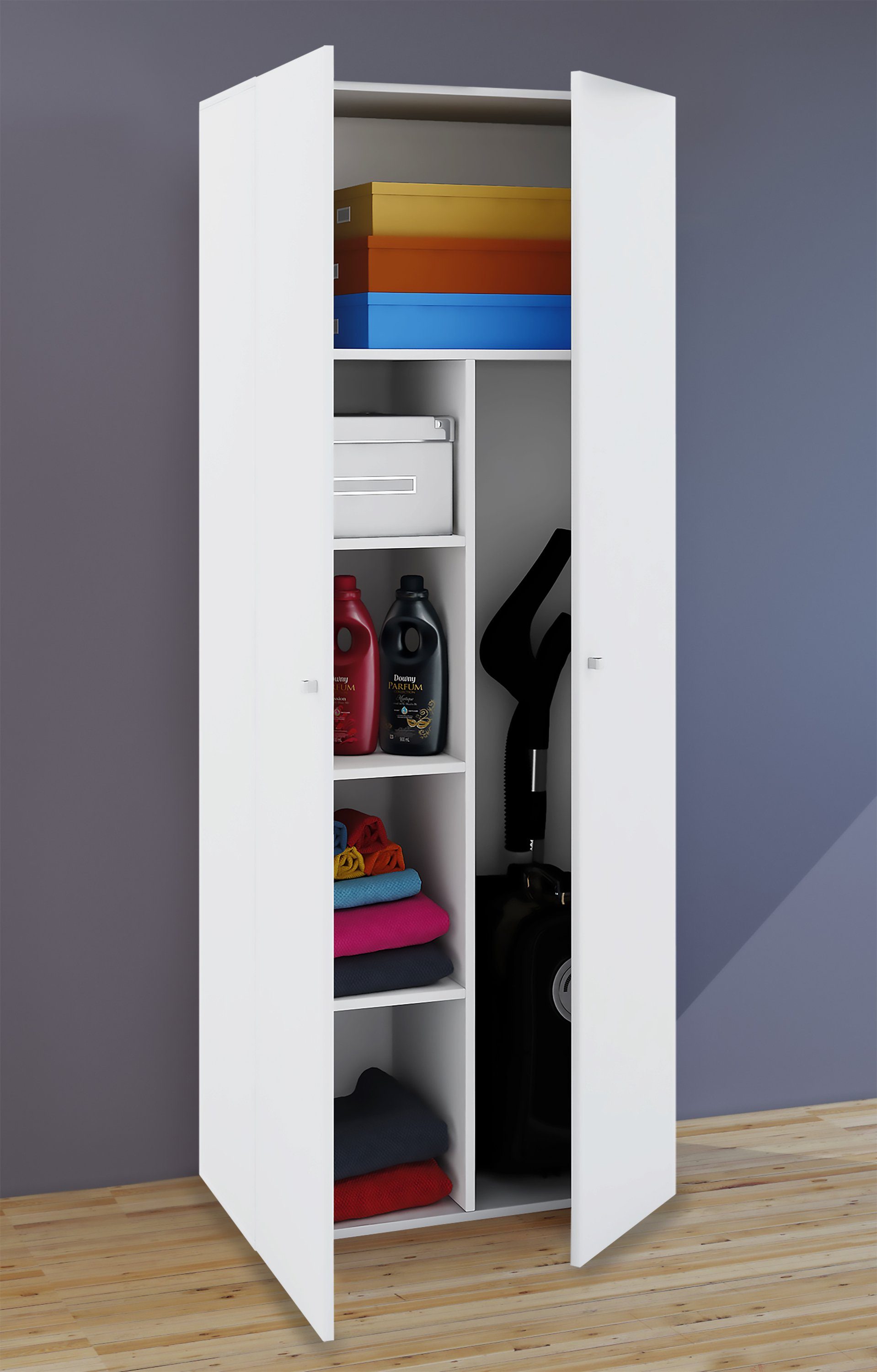 VCM Mehrzweckschrank Holz Besenschrank Staubsauger Putzschrank Vandol (1-St)