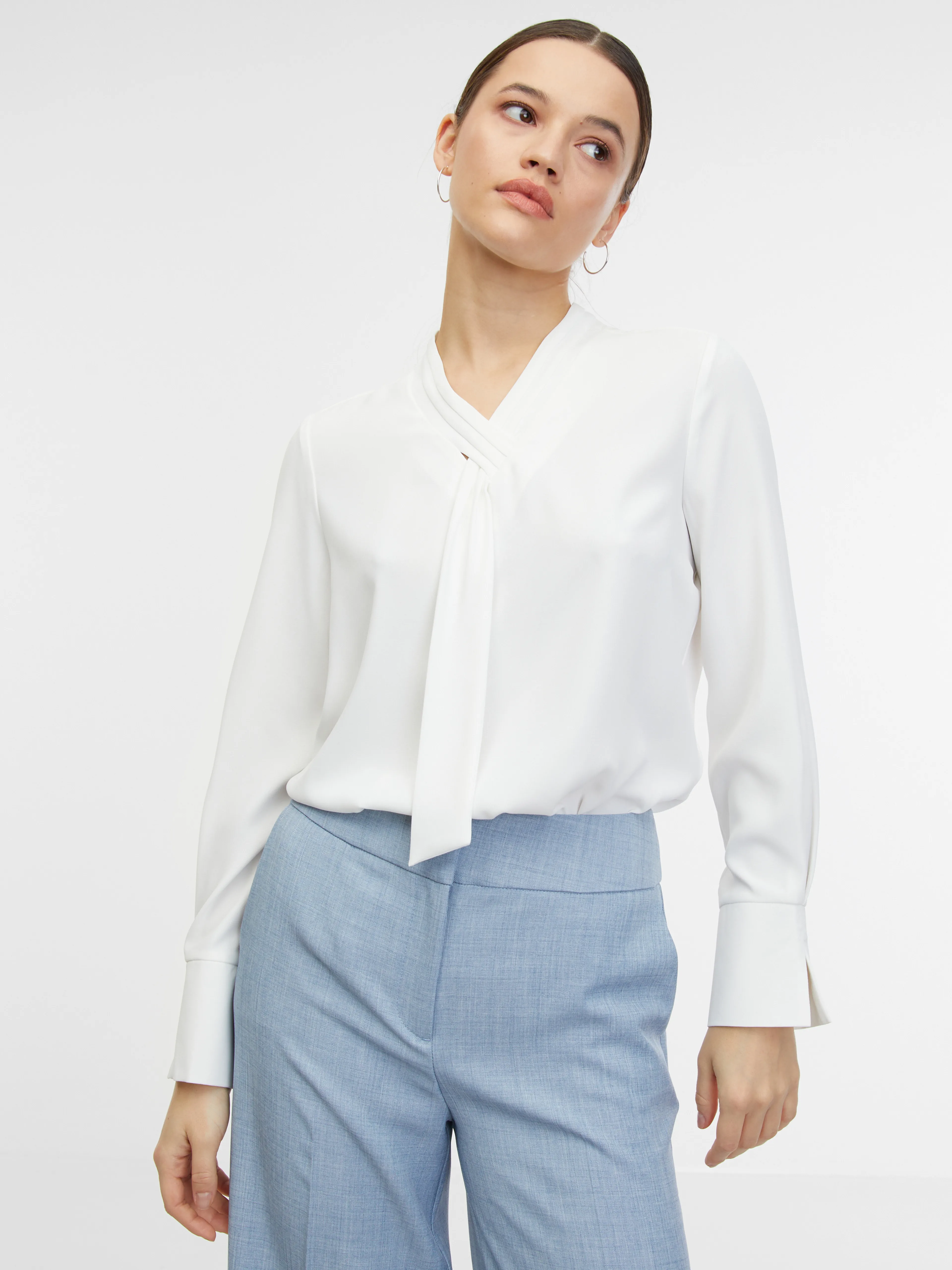 Weiße Damen-Satinbluse ORSAY