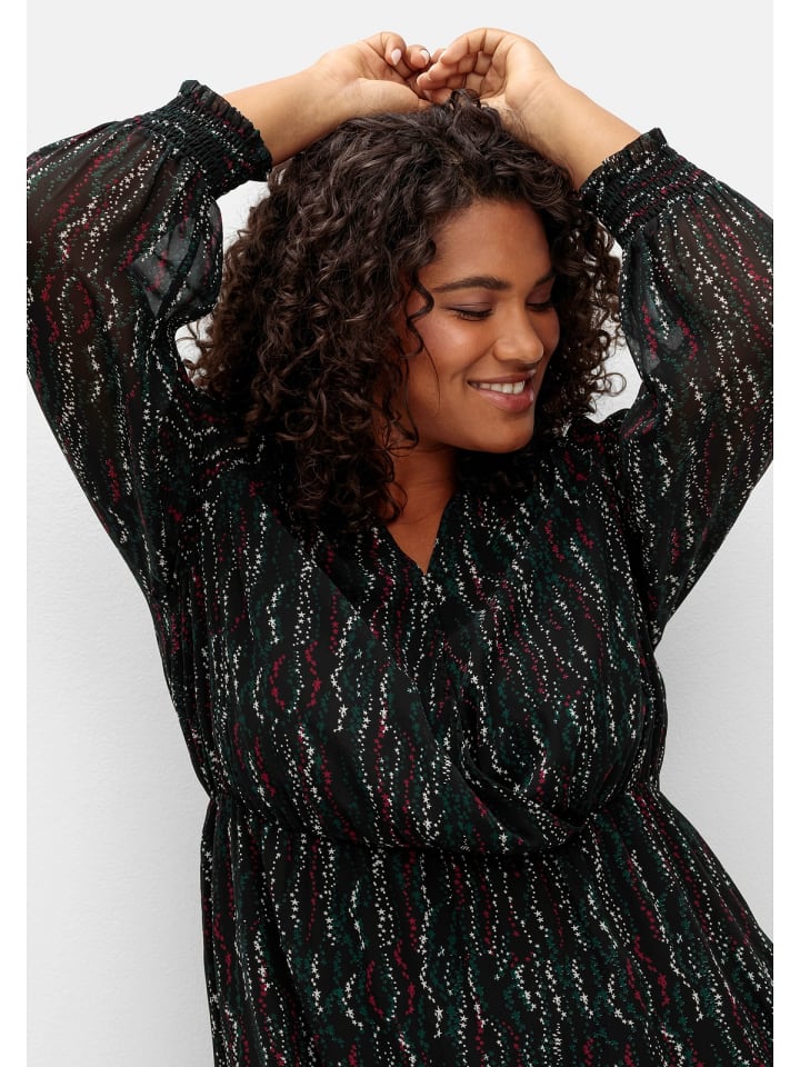 sheego Chiffonkleid in schwarz gemustert günstig kaufen 48
