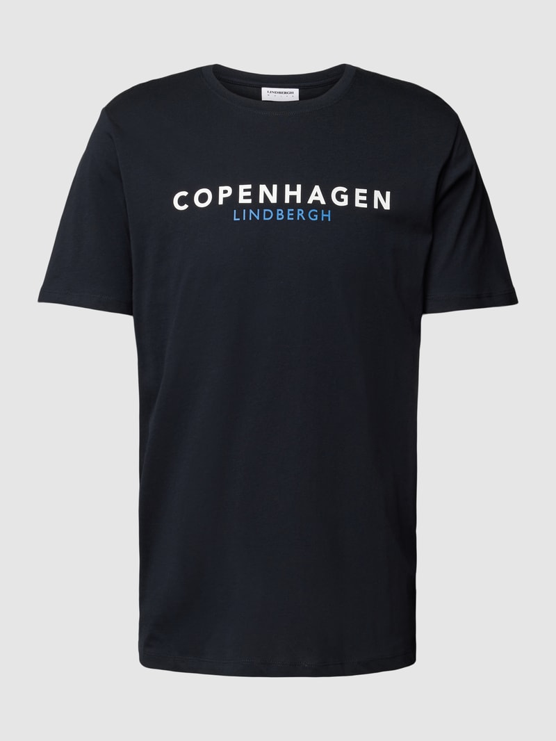T-Shirt mit Label-Print Modell 'Copenhagen' in marineblau