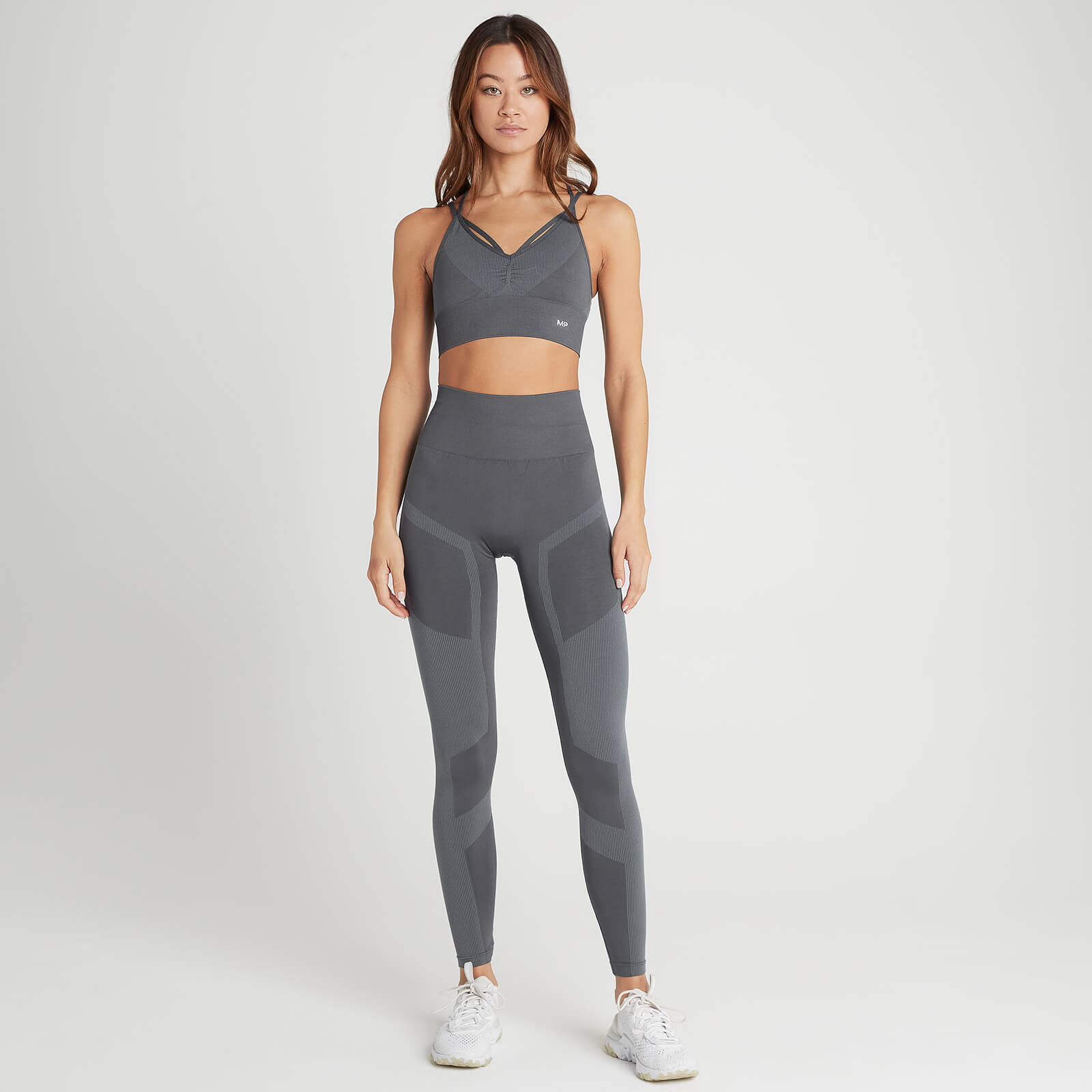 Brassière de sport sans coutures avec effet froncé MP Impact pour femmes – Anthracite