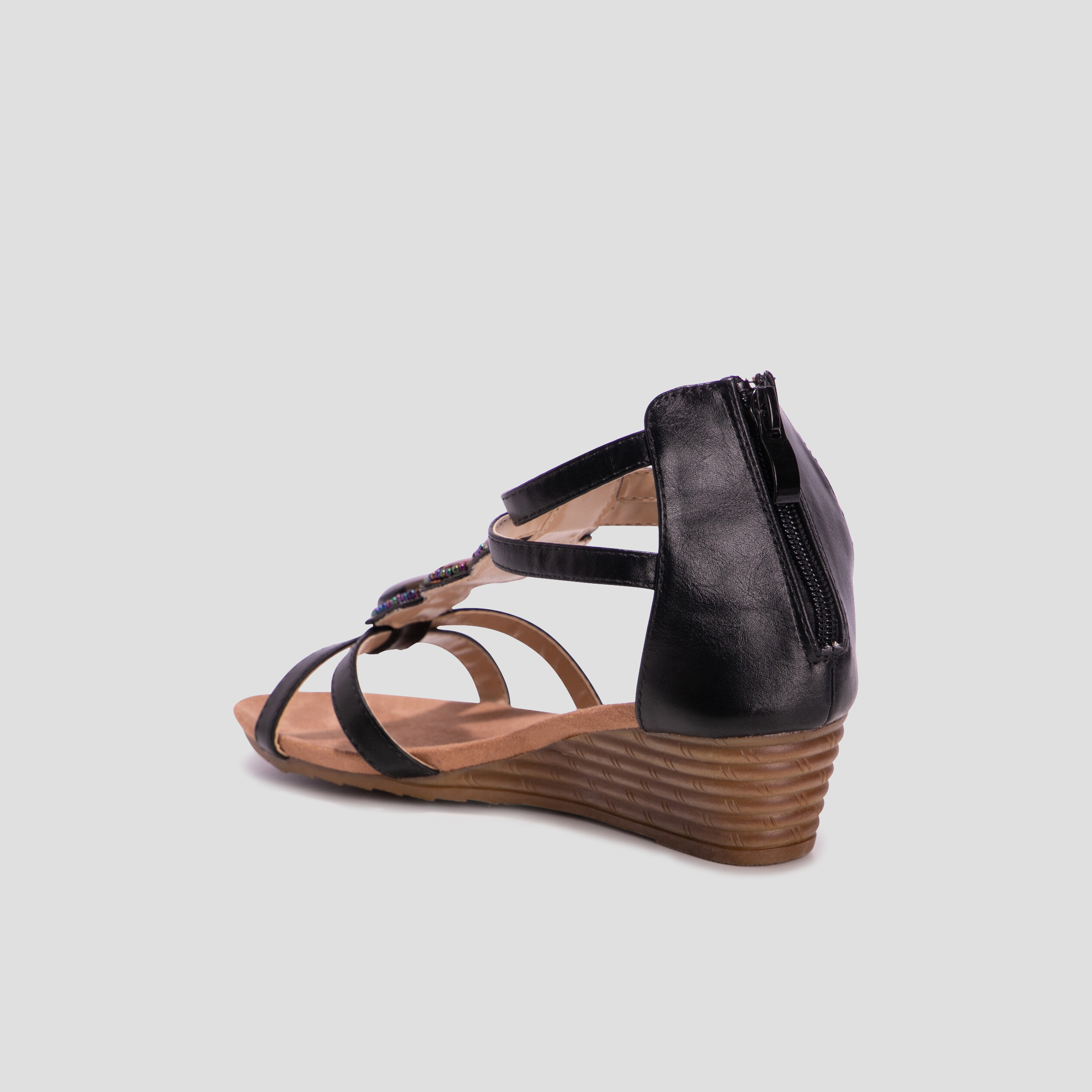 Sandales avec bijoux noir femme | La Halle
