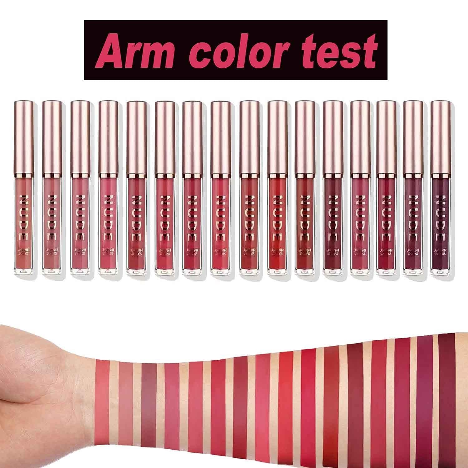 Haiaveng Lippenstift-Set Matte Flüssig-Lippenstift Makeup Set Samtig Langanhaltend Wasserfest, 16 set