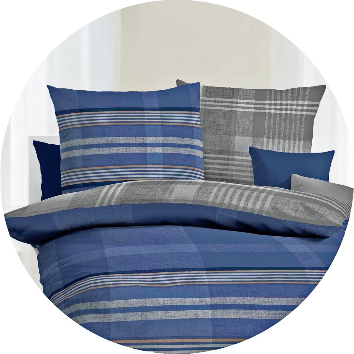 Wendebettwäsche JACK by Kaeppel Fein Biber Wende Bettwäsche 2 tlg. Beyond Blau Grau, JACK, Biber, 2 teilig, Kuschelbettwäsche für besonders romantische Stunden