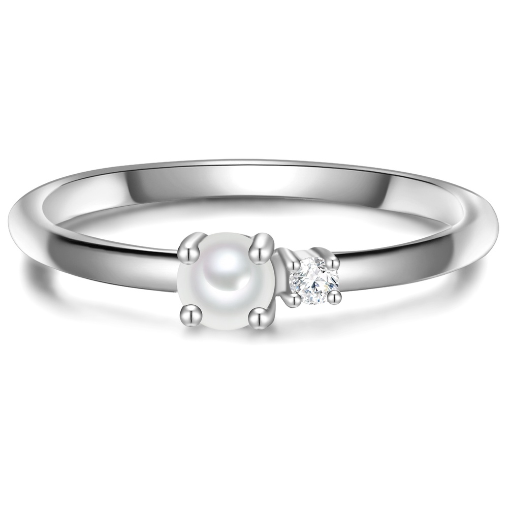 Glanzstücke München Bague en argent Argent sterling Oxyde de zirconium (CZ) Perle de culture d'eau do Bague