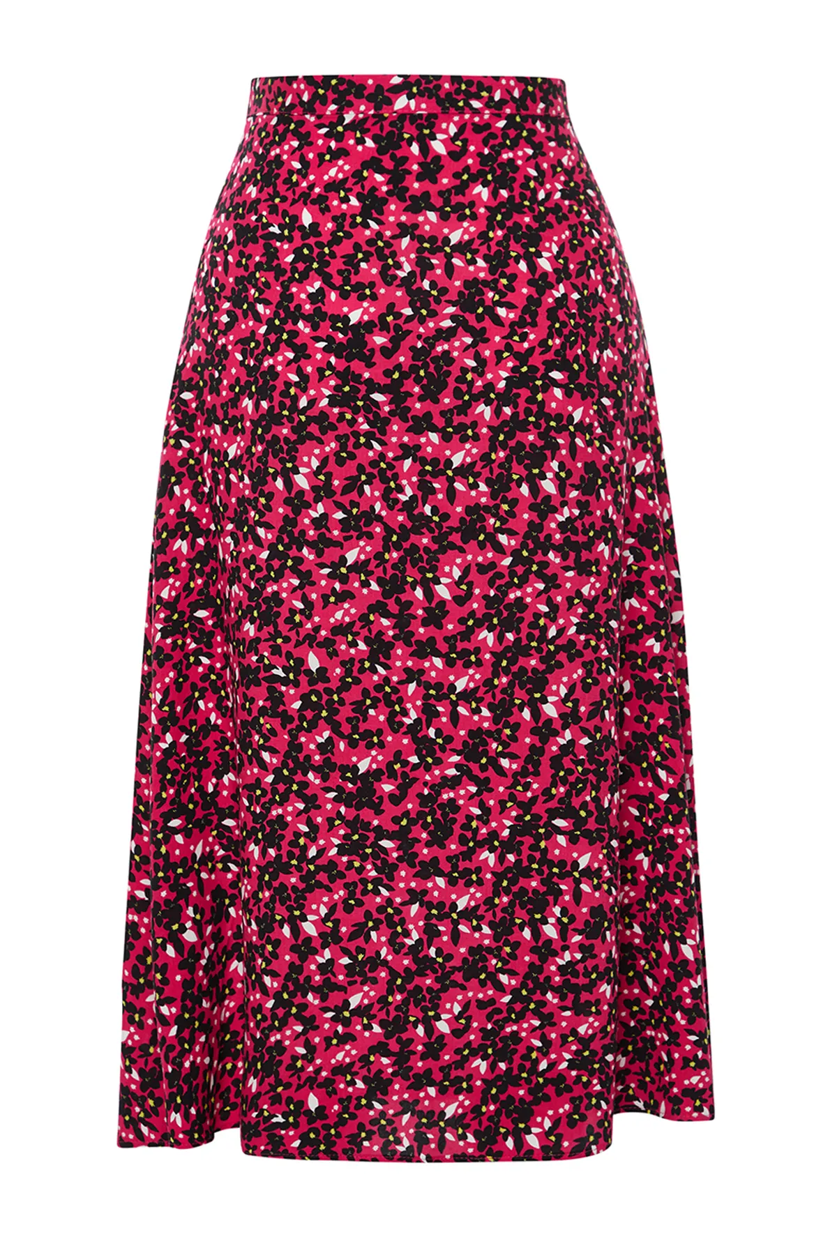 Trendyol Collection  Rosa gewebter Midirock aus Viskosestoff mit Blumenmuster und Schlitzdetail TWOSS20ET0230