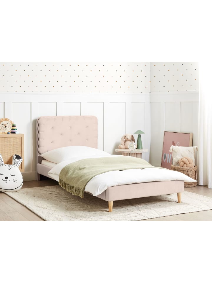 Beliani Einzelbett CORSAINT in Beige/Heller Holzfarbton - (W) 98 x (H) 92 x (L) 209 cm günstig kaufen onesize