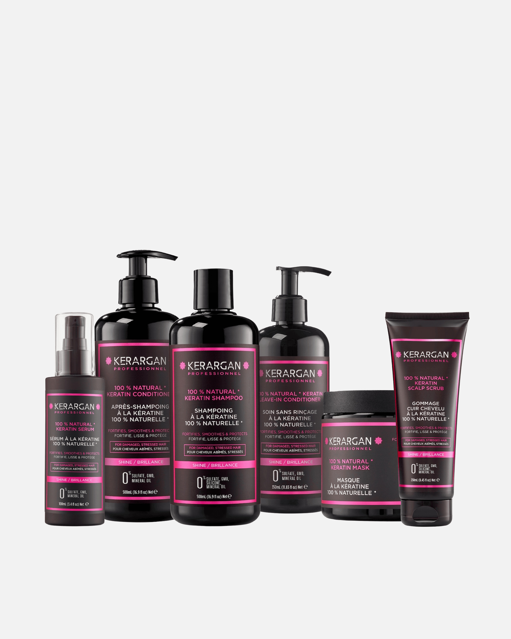 Kerargan Kerargan - Kompletná sada na ultra obnovovanie s keratínom - 3x500ml + 100ml + 350ml + 250ml