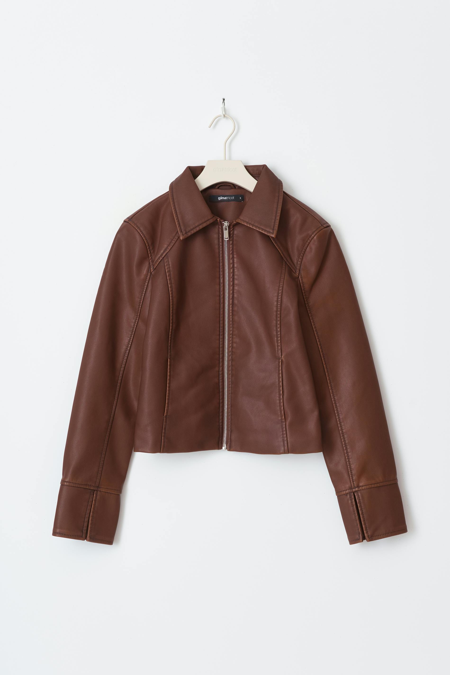 Distressed pu zip jacket