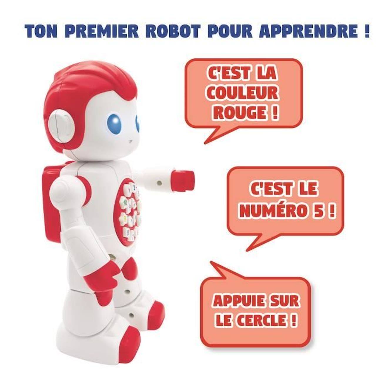 POWERMAN® FIRST Robot Parlant Interactif Jouet d'Eveil et d'Apprentissage (Français) blanc