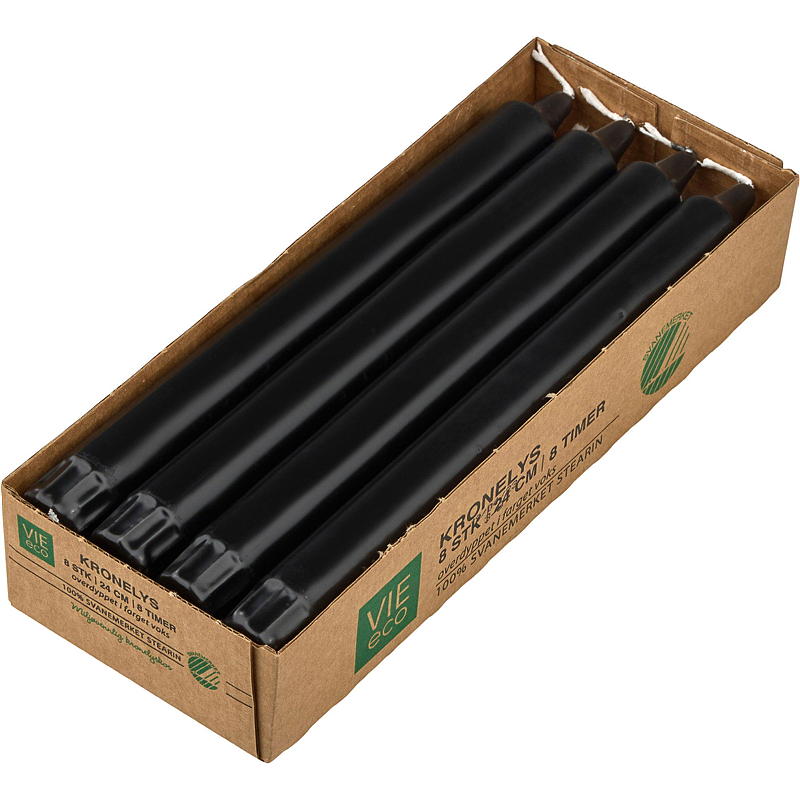 Vie Eco Kronelys 8-pk 24 cm eco sort