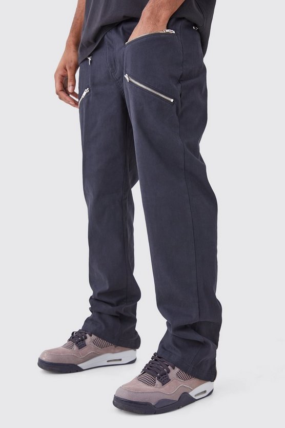 Tall Fixed Waist Straight Leg Twill Zip Gusset Trouser