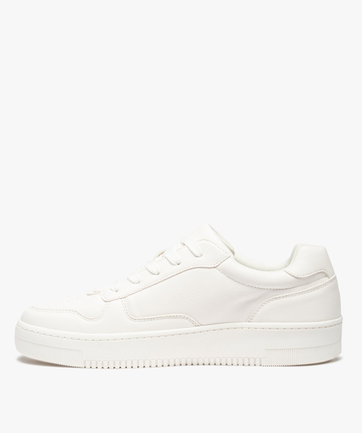 Baskets homme unies à tige basse et à lacets blanc | GEMO