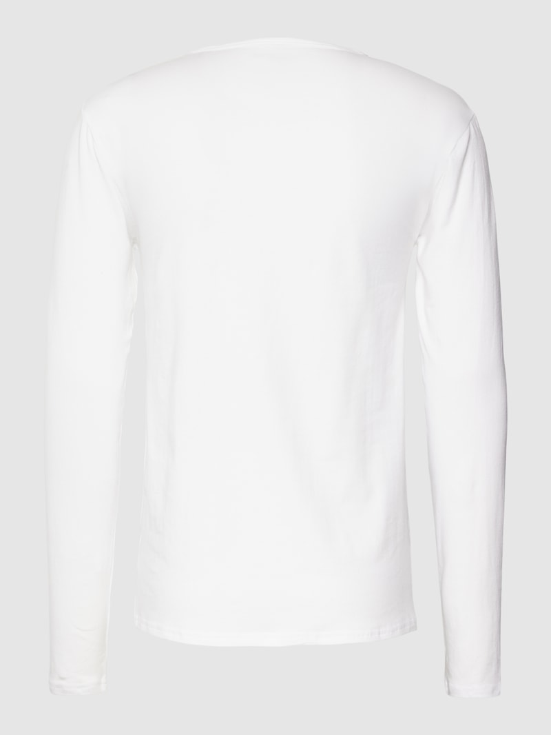 Longsleeve mit Label-Stitching im 3er-Pack in weiß