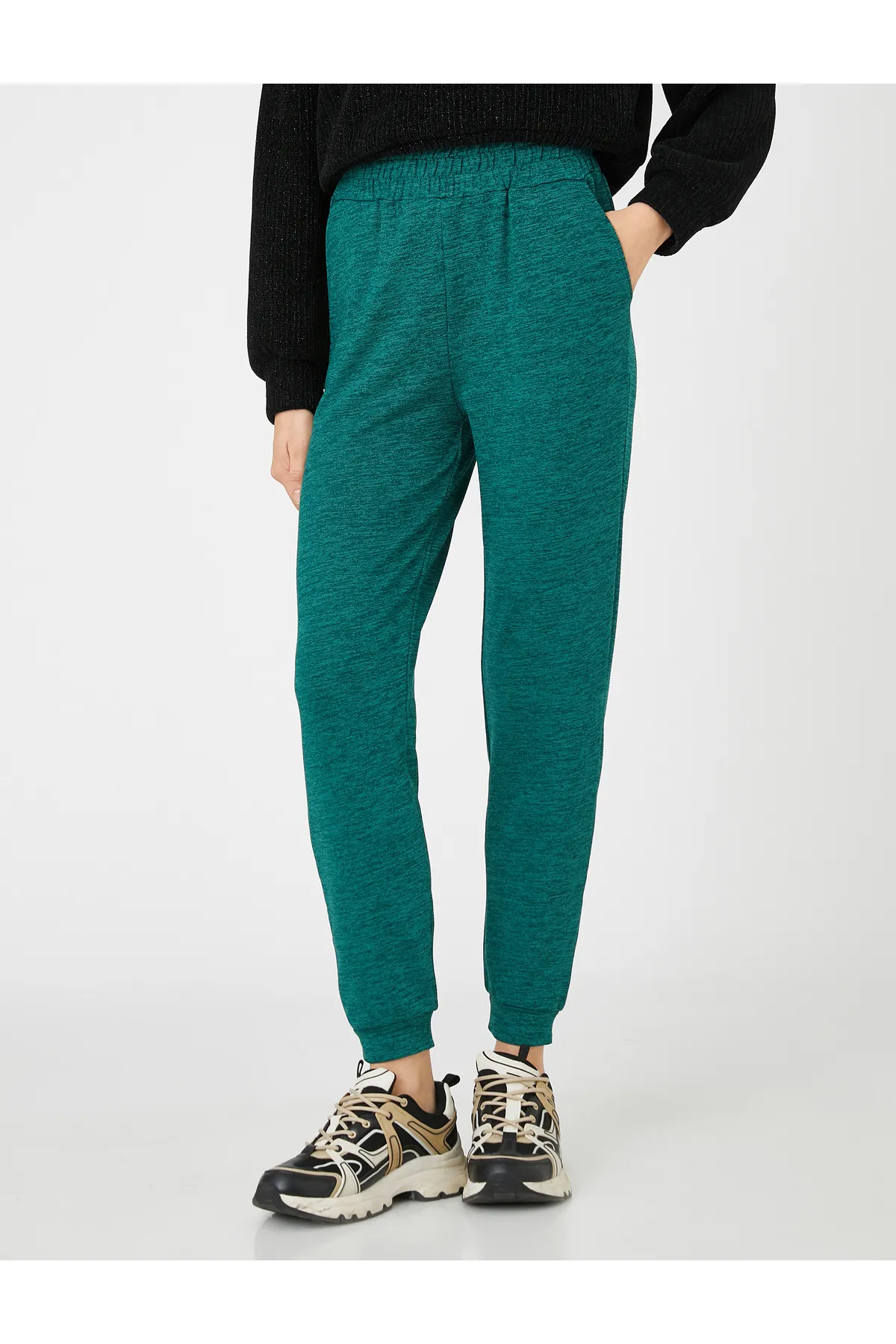 Koton  Melange gemusterte Jogger-Jogginghose mit elastischer Taillentasche