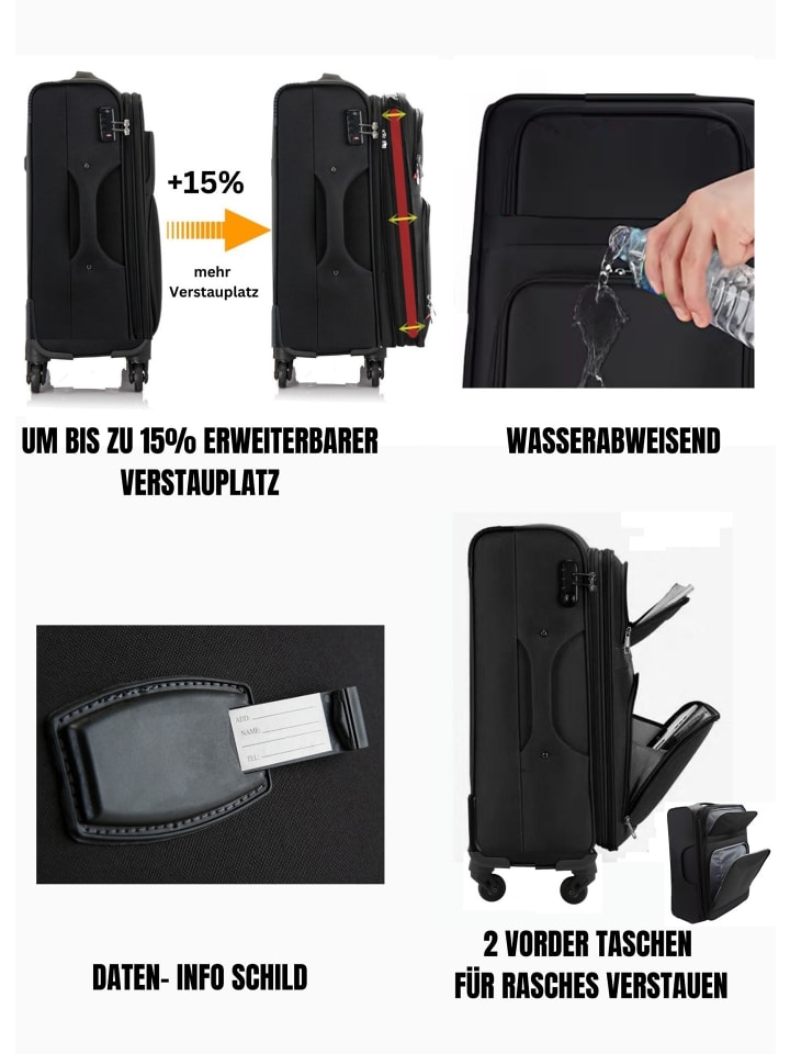 Cheffinger 3 Tlg. Kofferset aus Stoff in Blau günstig kaufen 3