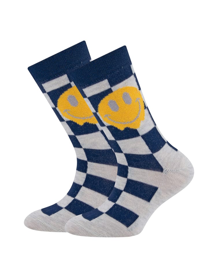 ewers Socken 2er Pack Karo/Smile in blau-blau günstig kaufen