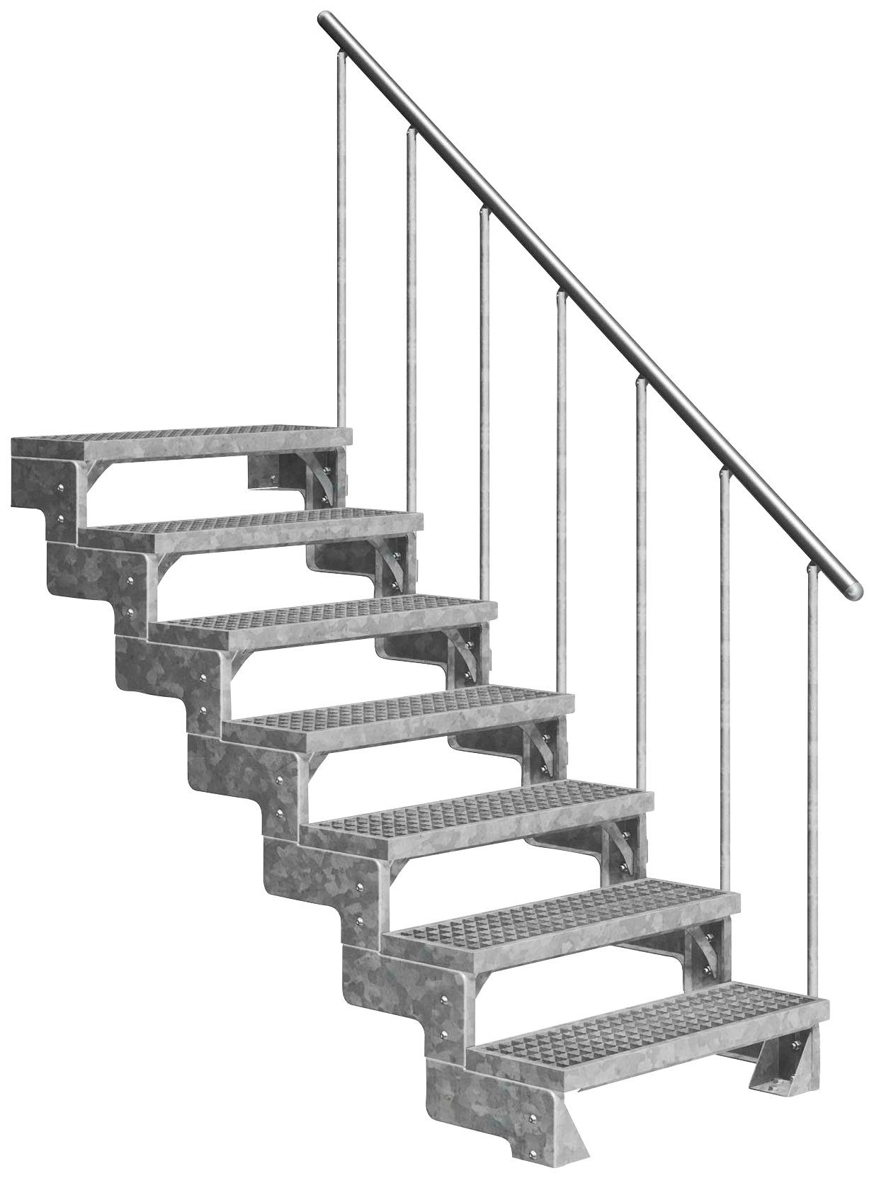 Dolle Außentreppe Gardentop, für Geschosshöhen bis 154 cm, Stufen offen, Gitterroststufen 100 cm