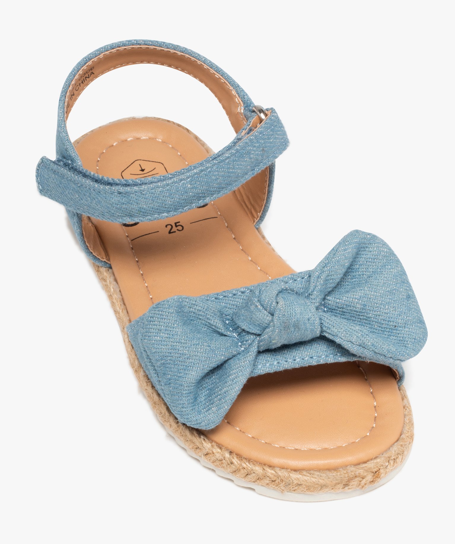 Sandales fille dessus en denim avec n?ud décoratif bleu | GEMO