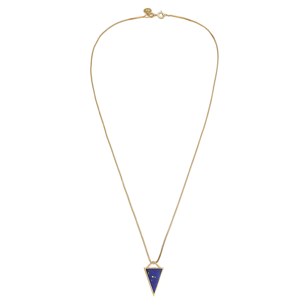 Elli PREMIUM Elli PREMIUM Collier Lapis Lazuli Dreieck Anhänger Edelstein 925 Silber collier