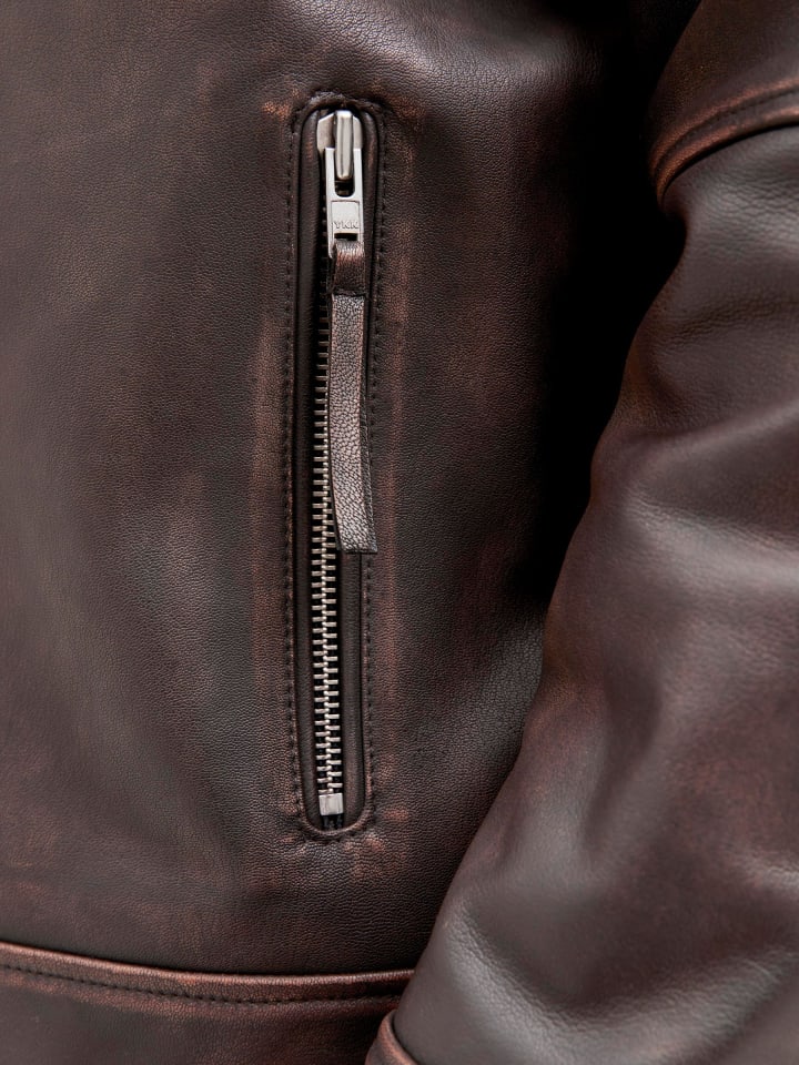 JACK & JONES PLUS Lederjacke in Chocolate Brown günstig kaufen