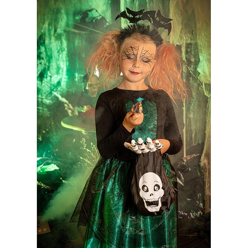 Aå Halloweendrakt 7-10 år, grønn heks