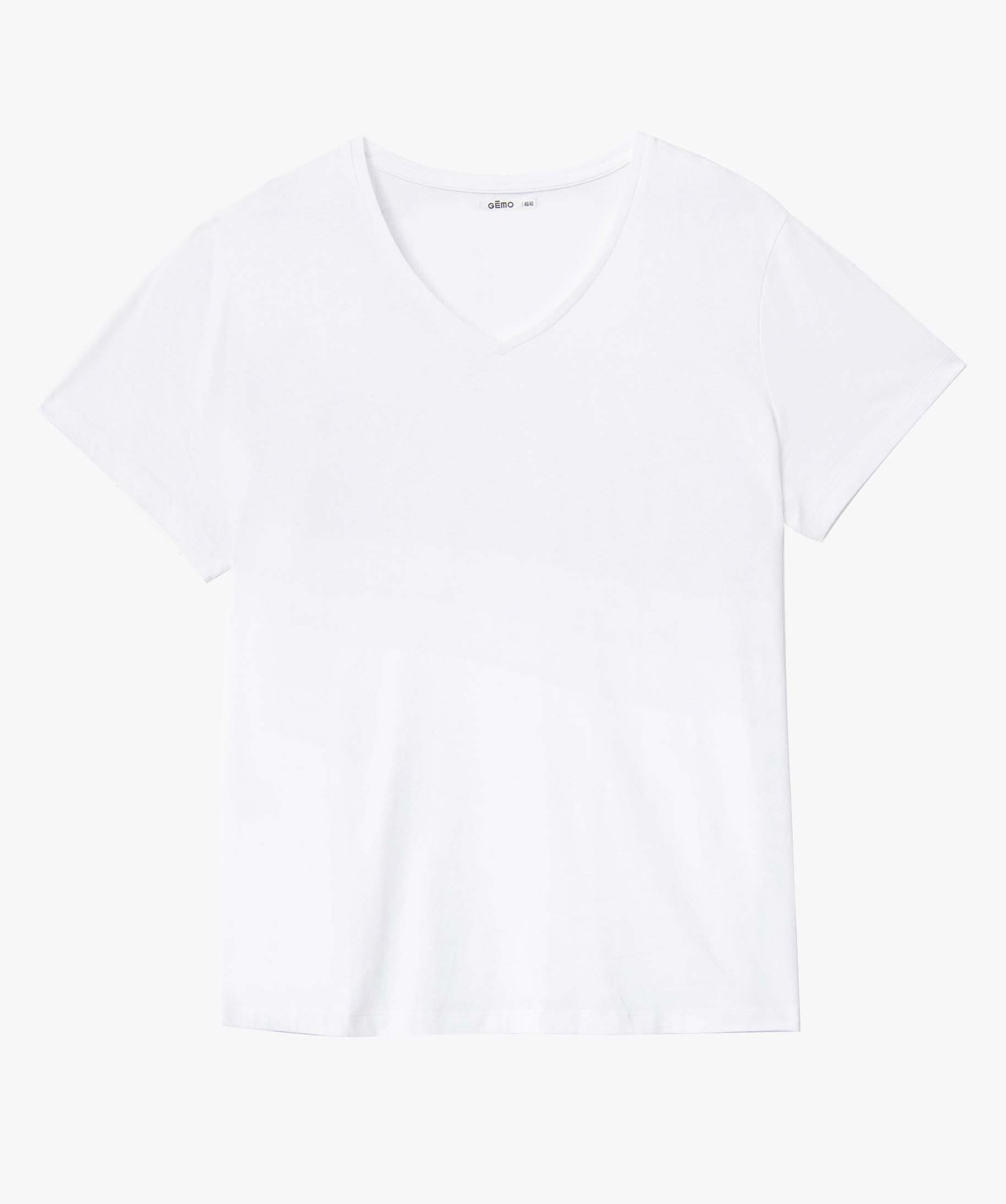 Tee-shirt femme grande taille avec col V blanc | GEMO