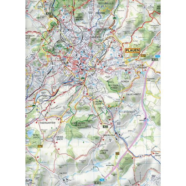 Radwander- und Wanderkarte Plauen, Vogtländische Schweiz und Umgebung 1 : 35 000 - Wanderkarte