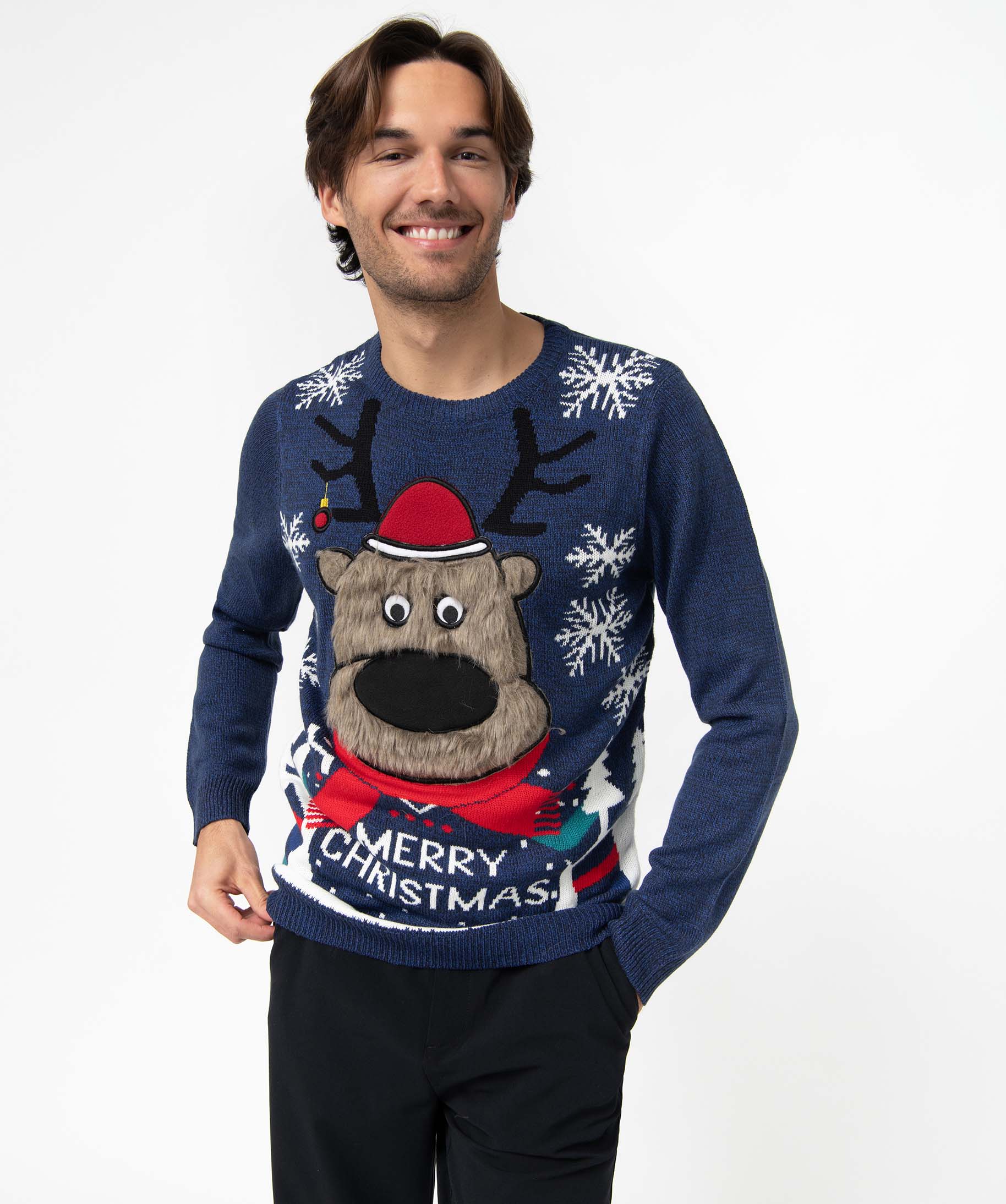Pull de Nol homme avec motif peluche bleu fonce | GEMO