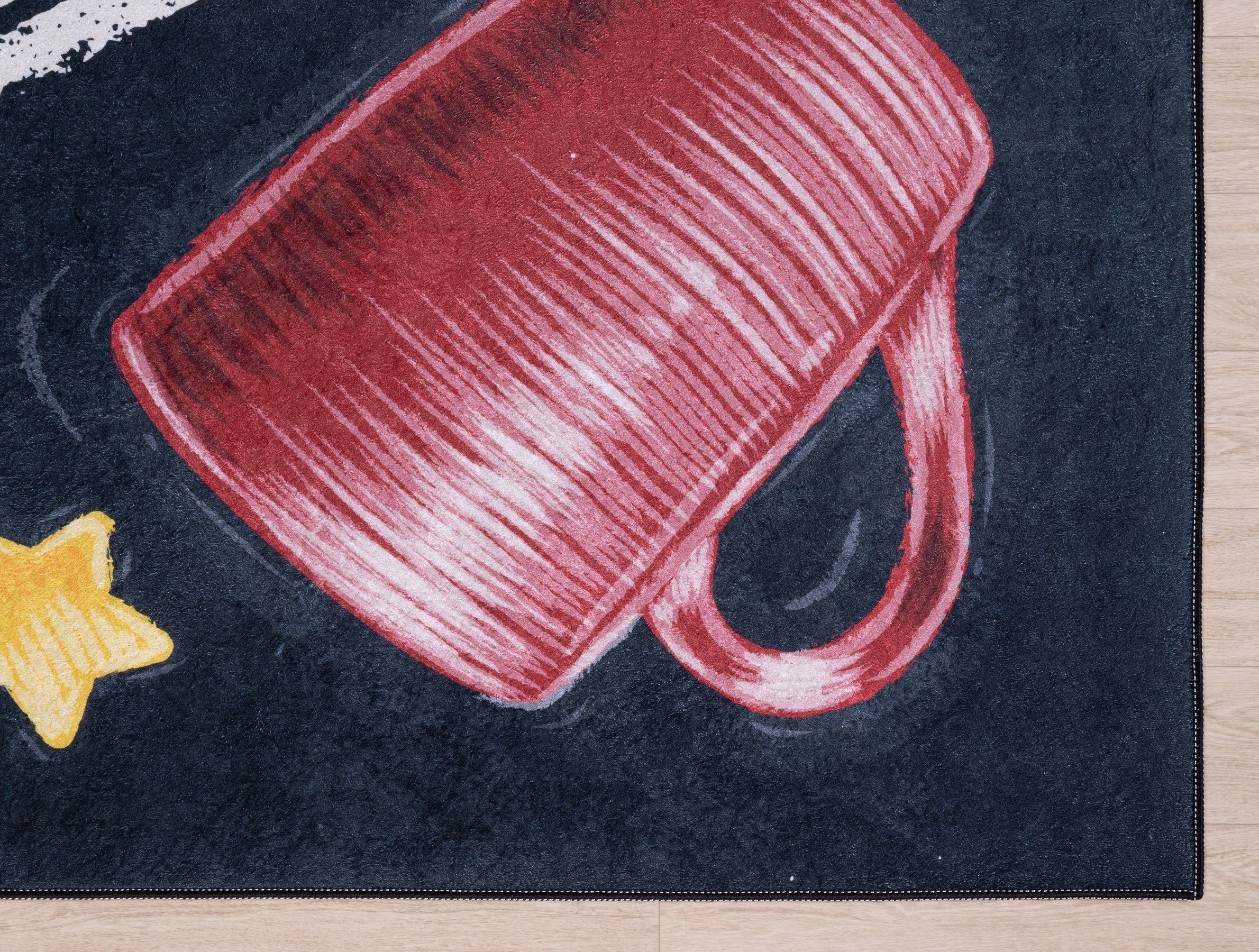 Küchenläufer 3314-Schwarz, TEPPIA, Höhe: 6 mm, Teppich Waschbar Rutschfest Küchenteppich Schwarz