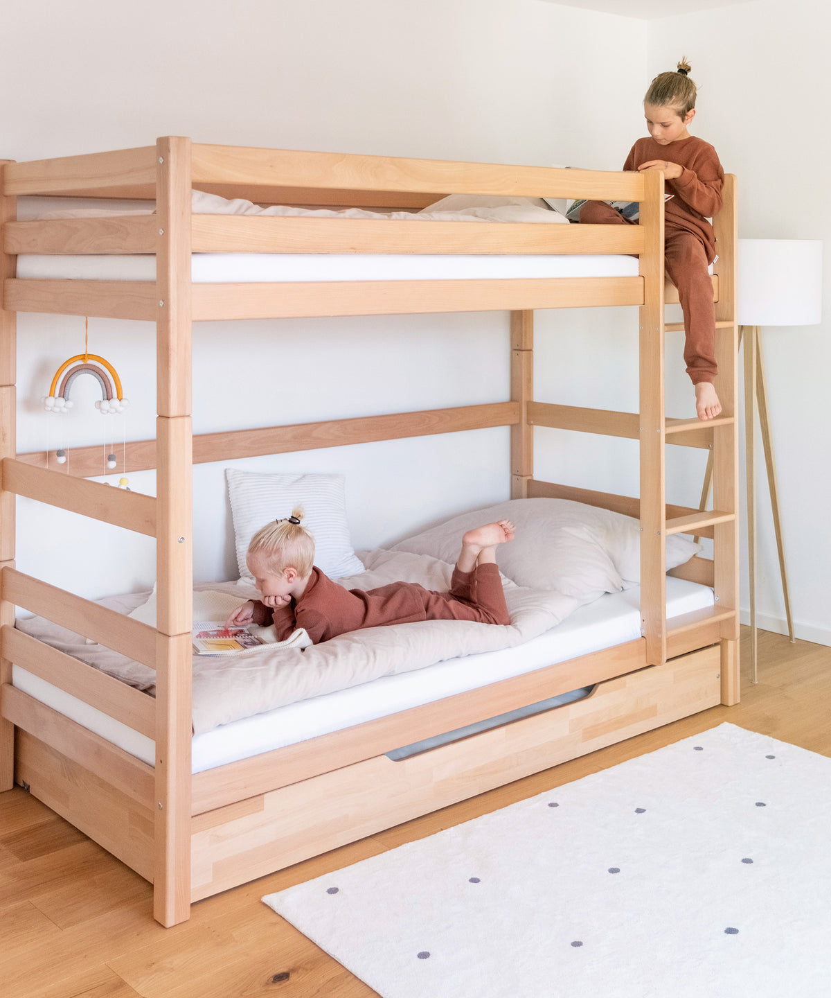 Etagenbett Buche Hoch Transparent lackiert