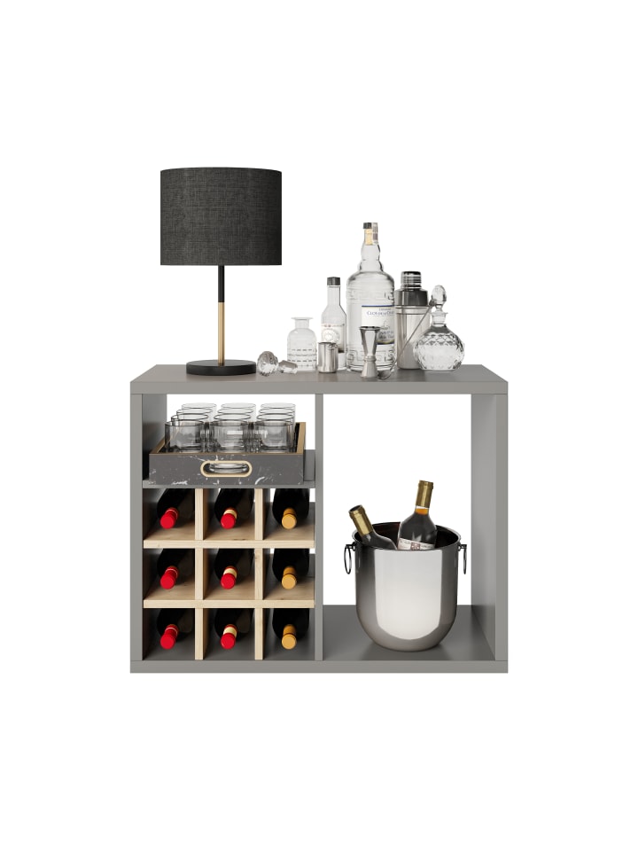 Phoenix Group AG  Fortuna - SET, Beistelltisch mit 3 Fächern inkl. Bareinsatz, grau, B/H/T: 75,1x57,9x34cm günstig kaufen onesize