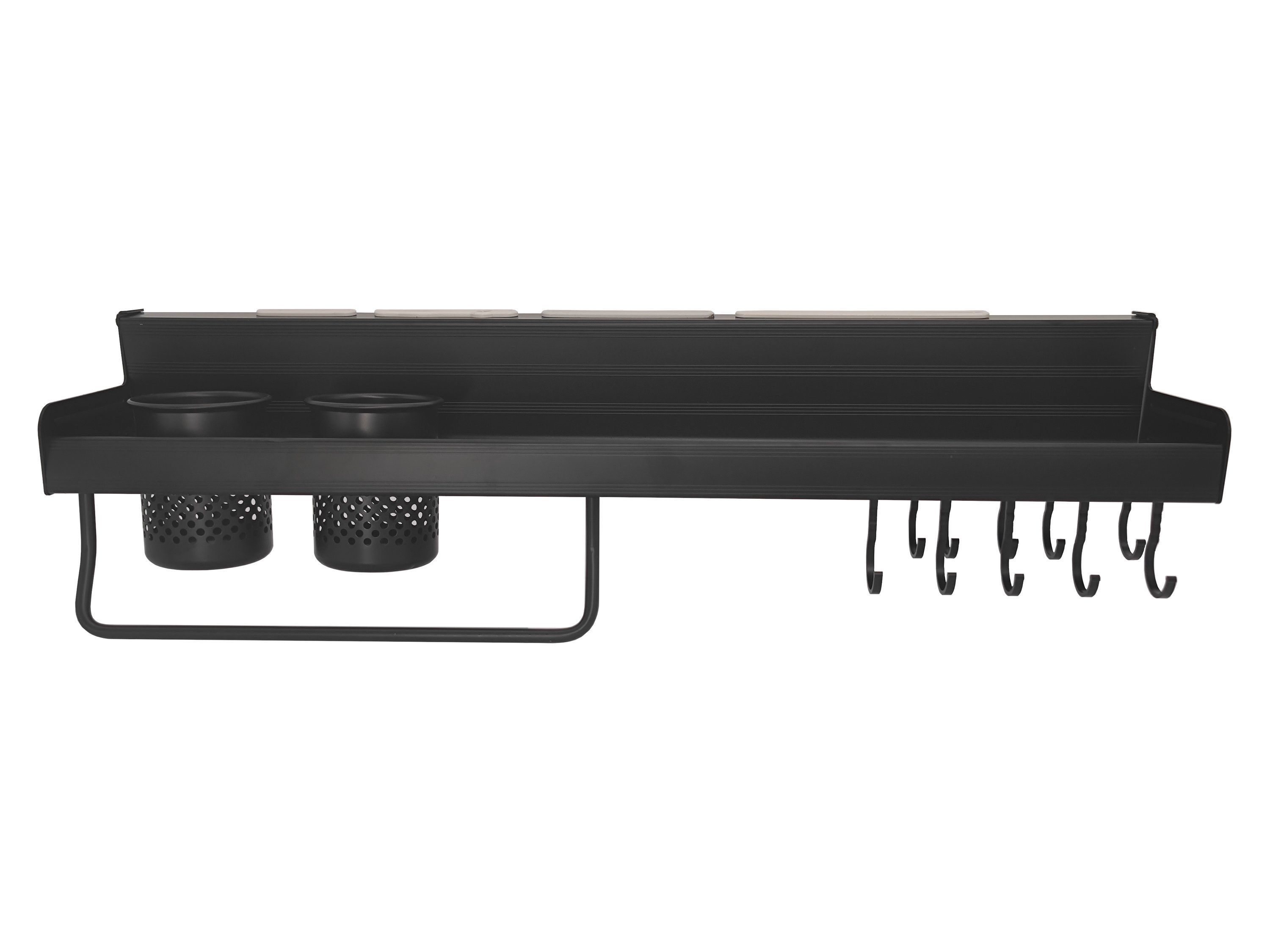 SOSmart24 Gewürzregal SOSmart24 PURE BLACK 60 cm Gewürzregal mit 10 Haken Aluminium - Schwarz - NORDIC STYLE, Küche, Regal, hängend, Küchenregal, Regalsystem, 1-tlg.