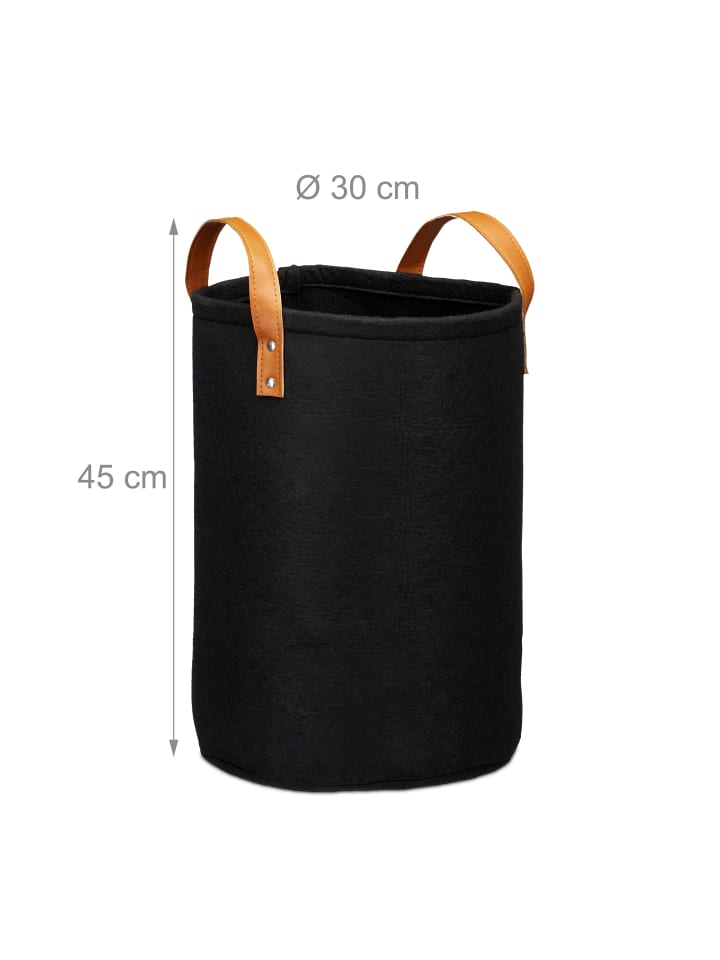 relaxdays Wäschekorb in Schwarz - (H)45 x Ø30 cm günstig kaufen onesize