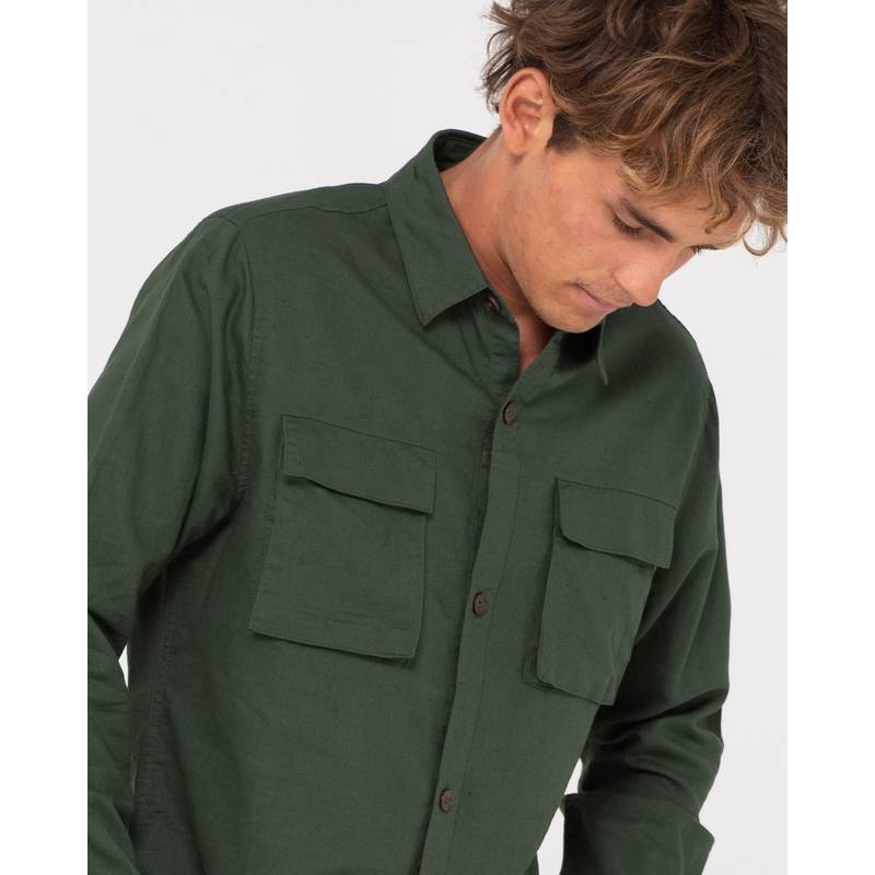 RUSTY LINEN WORKWEAR LONG SLEEVE SHIRT Langarmhemd Herren