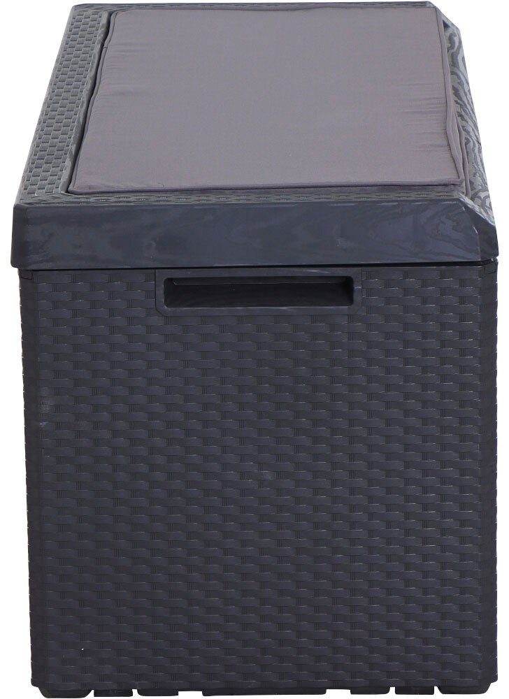 Siena Garden Kissenbox Portonovo, 350 L, Rattan/Holzoptik, anthrazit
