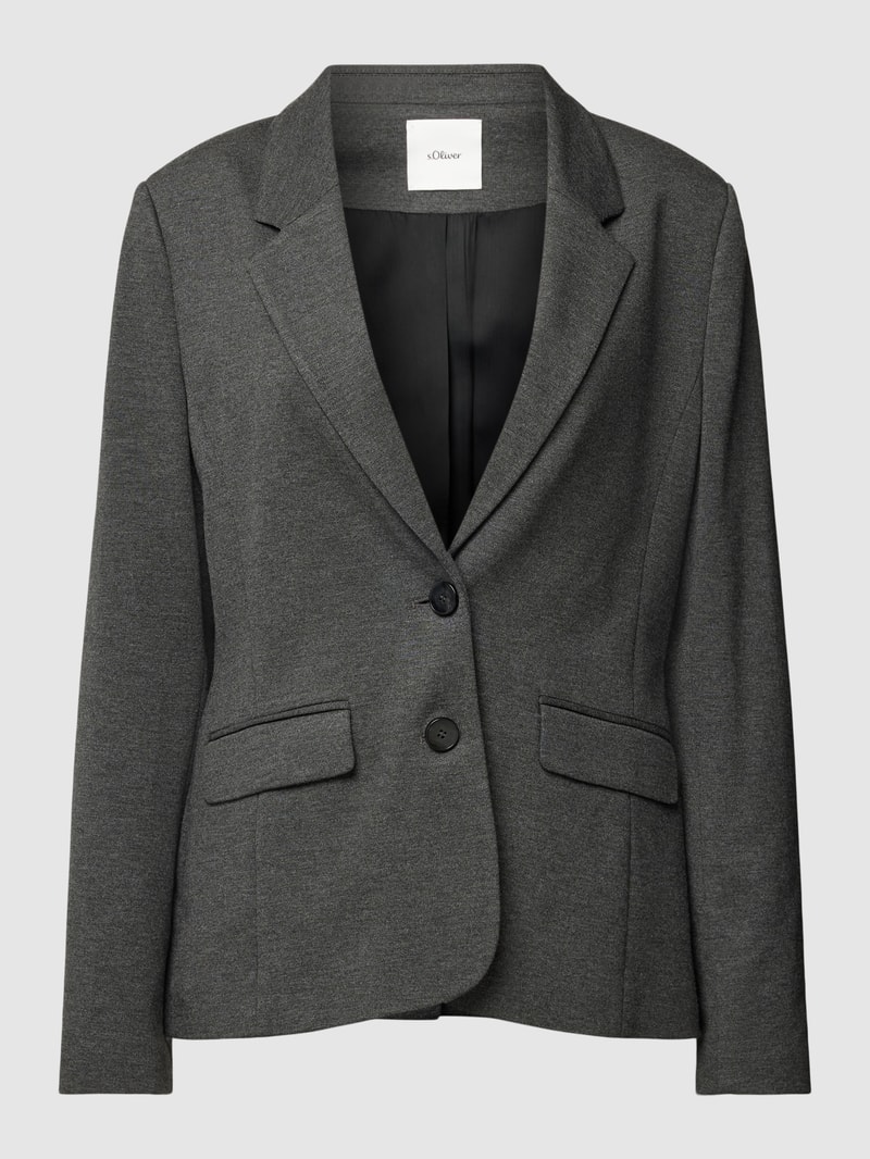 Blazer mit Knopfverschluss in mittelgrau meliert