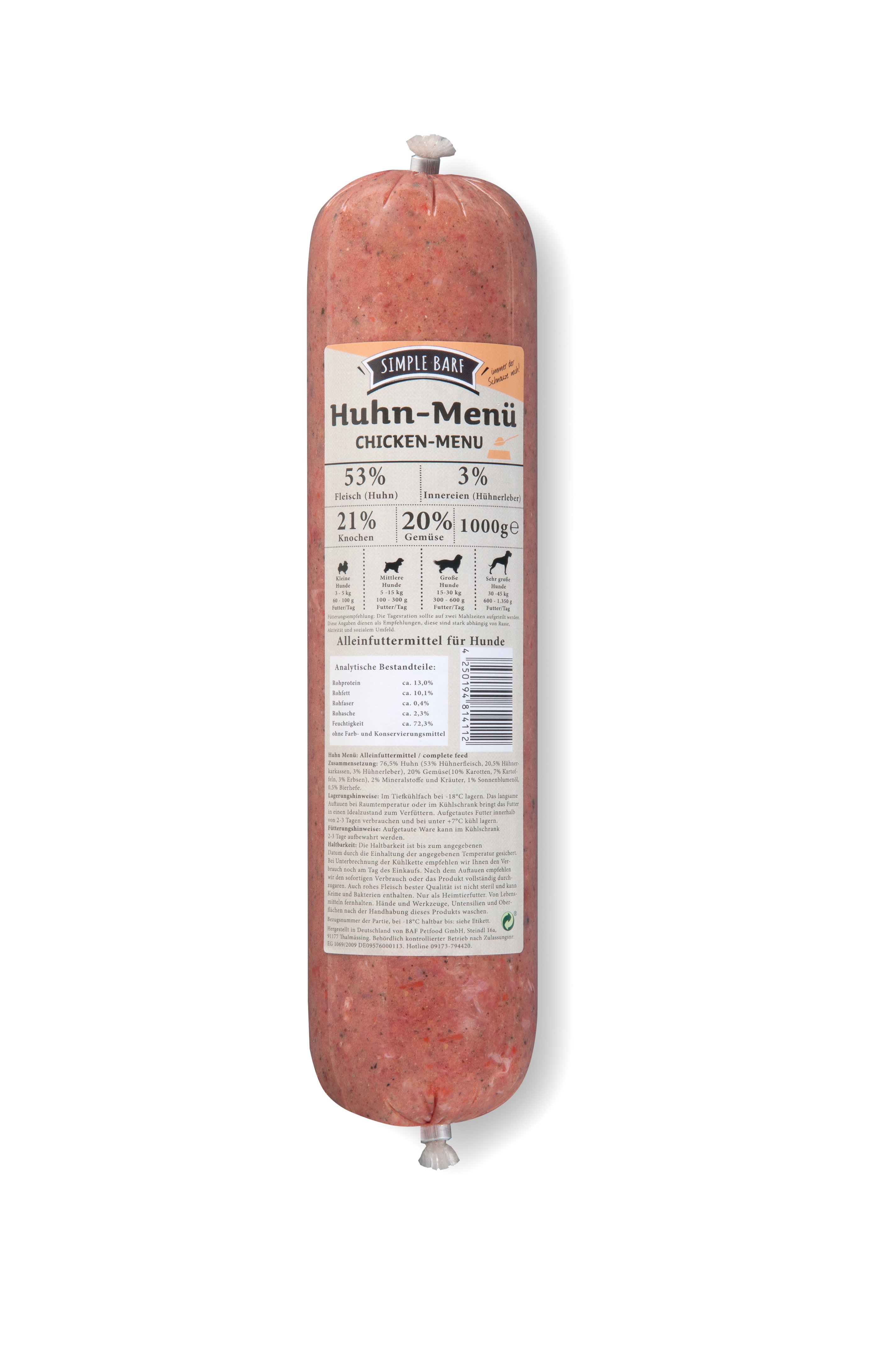Simple BARF BARF/ Frostfutter Simple BARF Huhn Menü 24x1 kg