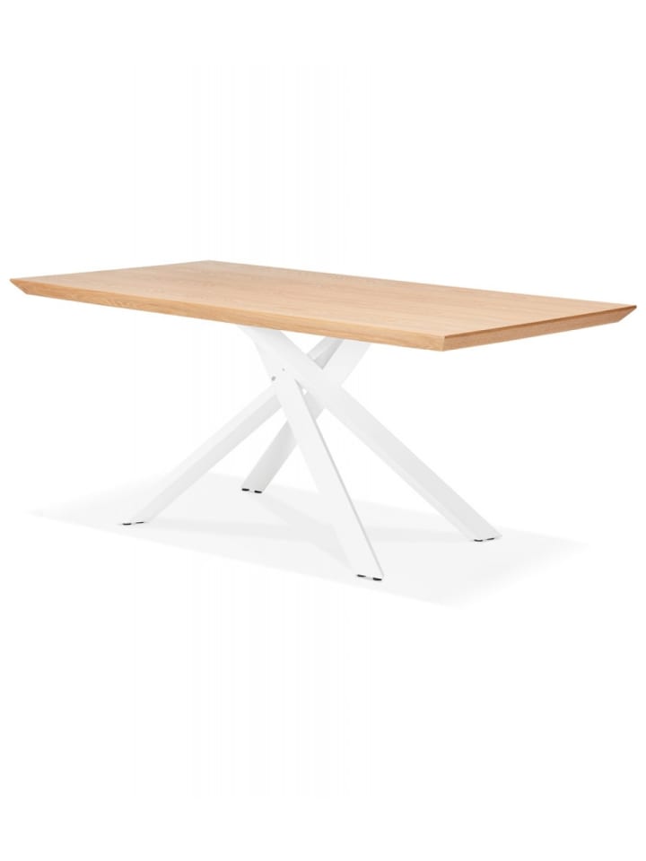 KADIMA DESIGN Esstisch aus Holz mit X-Bein Metallgestell | Modern Industrial in Beige-Weiß günstig kaufen onesize