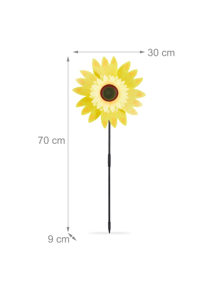 relaxdays 2 x Windrad Sonnenblume in Gelb günstig kaufen onesize