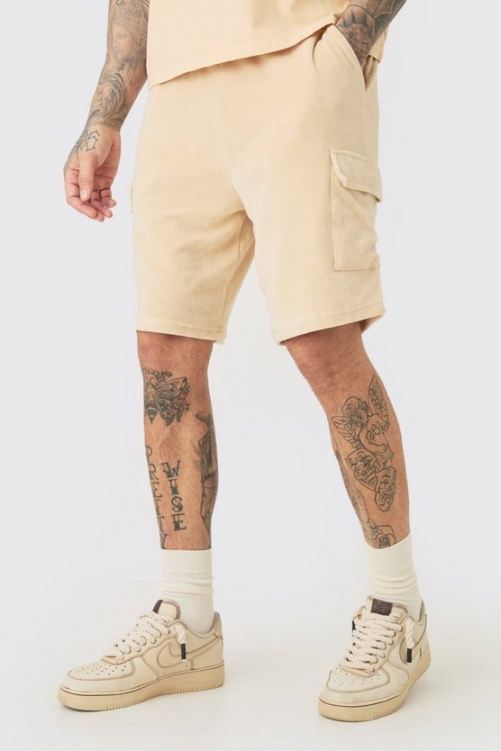 Tall Velour Cargo-Shorts mit elastischem Bund