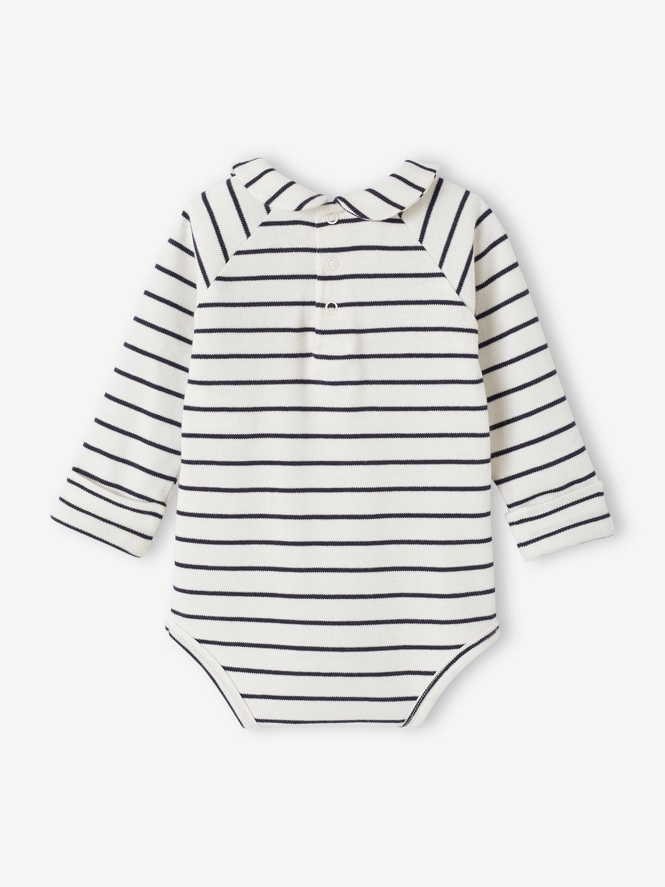 Body rayé évolutif bébé manches longues écru