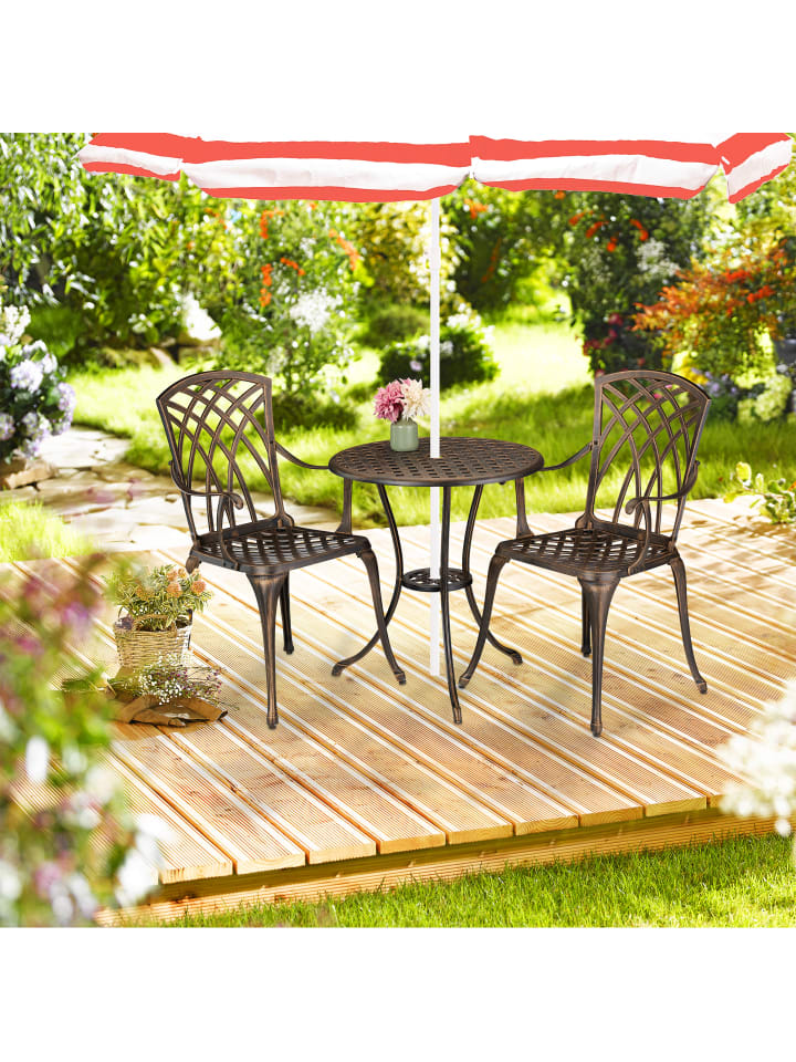 relaxdays 3-tlg. Gartenmöbel Set in Weiß/ Bronze günstig kaufen onesize